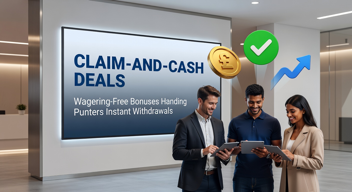 Screenshot of a sportsbook app displaying a no-wager bonus claim button leading straight to a cash balance screen, surrounded by sports betting odds