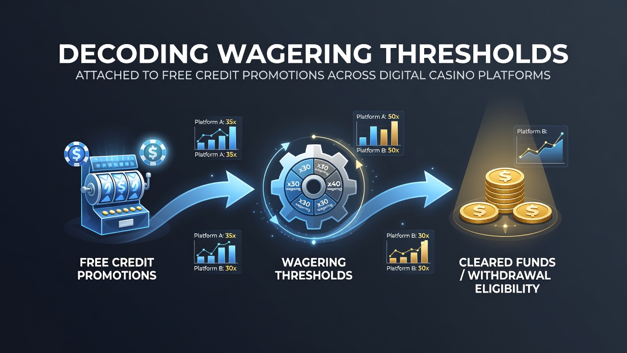 Digital interface showing casino bonus terms and wagering calculations