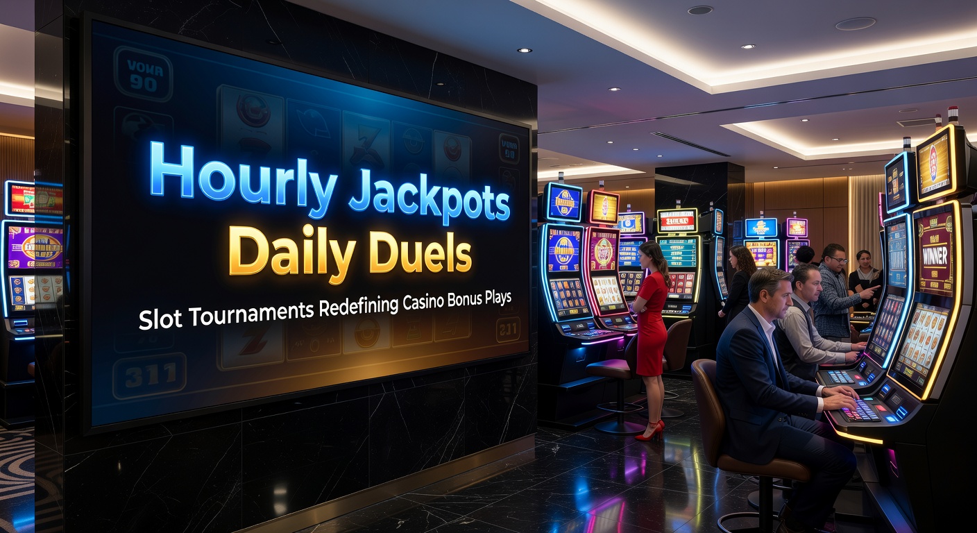 Close-up of a mobile slot tournament leaderboard showing real-time rankings, hourly jackpot meters ticking upward, and bonus icons activating during a daily duel event