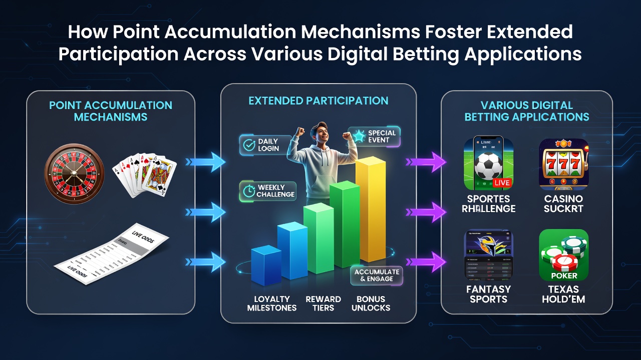 Digital interface showing point accumulation dashboard in a betting application with progress bars and reward tiers