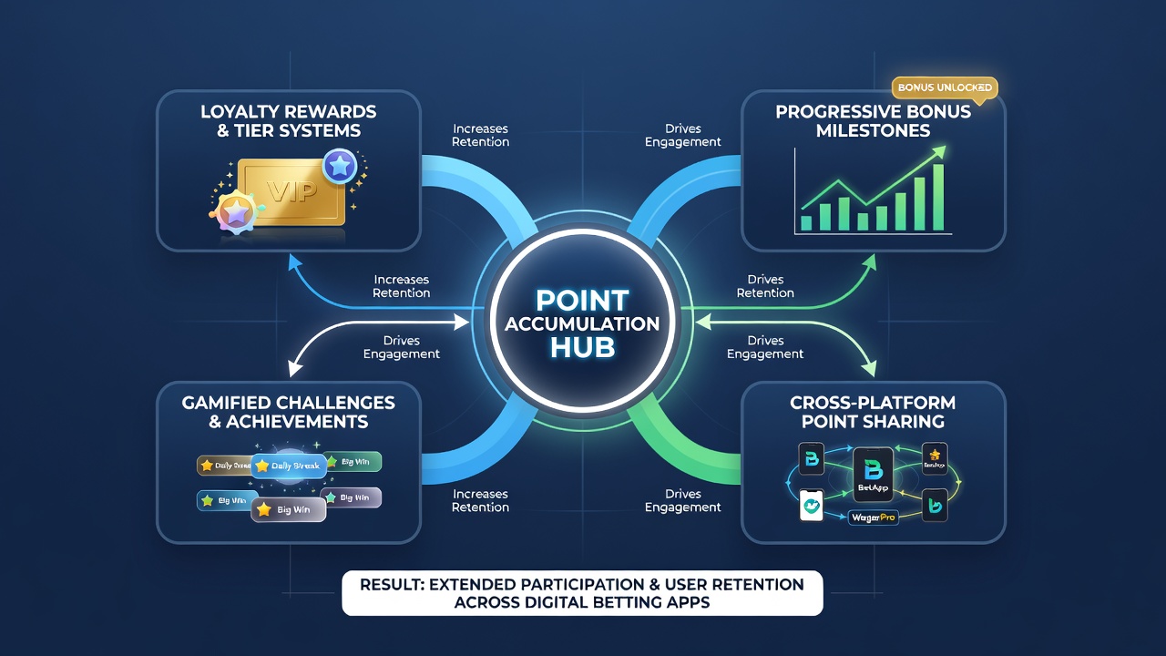 User engagement metrics chart displaying retention curves for point-based versus standard betting accounts over six months