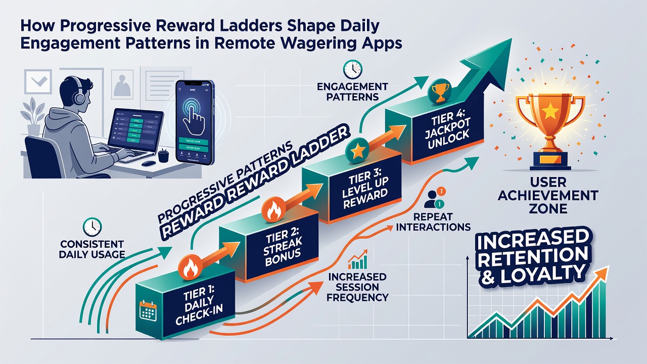 Graph displaying engagement metrics over time with spikes corresponding to reward ladder tier unlocks in remote betting apps