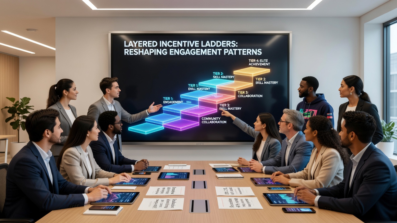 Digital table game interface showing progressive loyalty tiers and reward levels for players