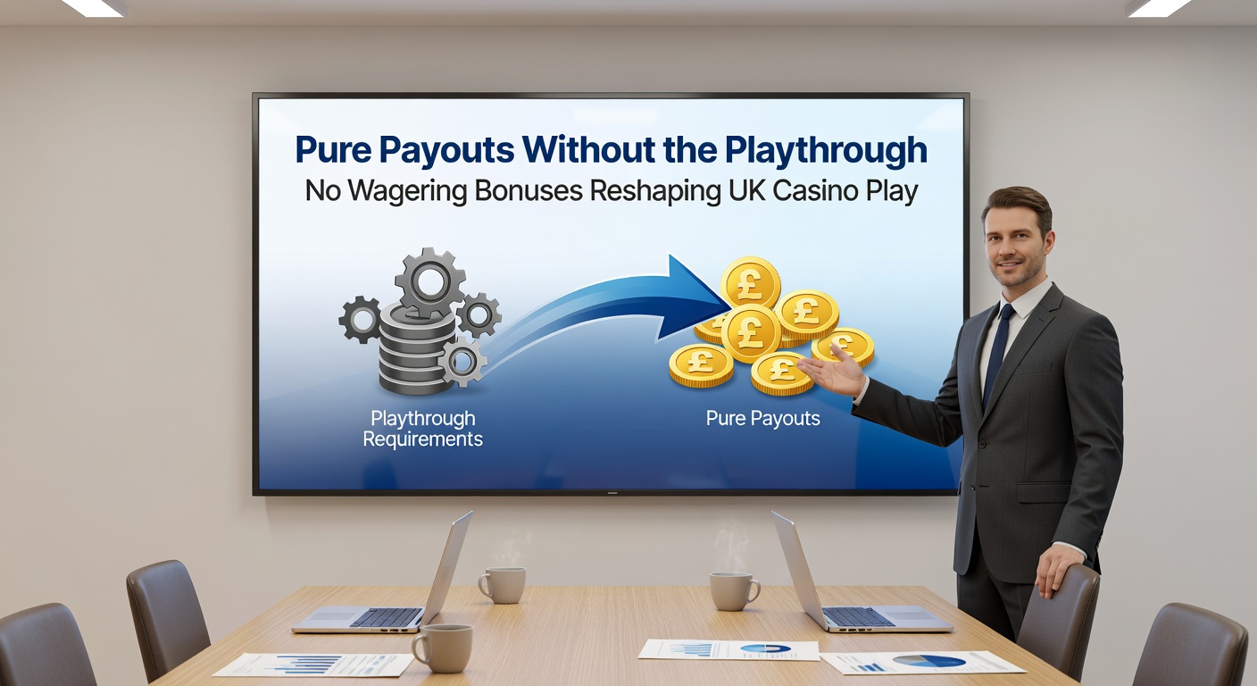 Player at a laptop celebrating a cashout notification on screen, with casino bonus terms highlighting 'no wagering required' in bold green text