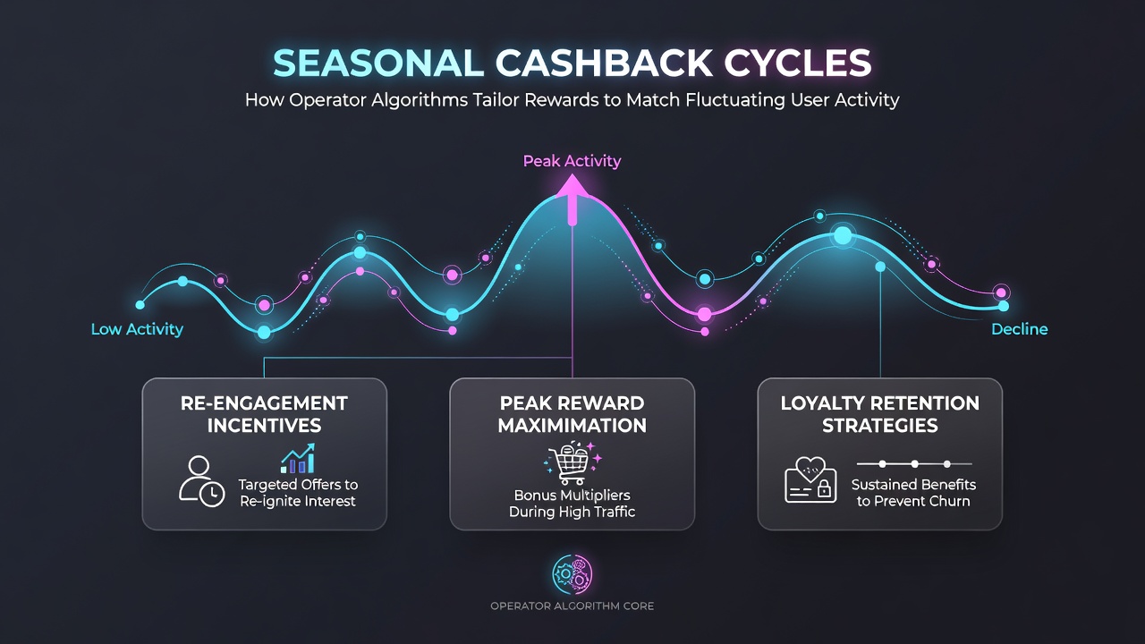 Diagram showing how operator algorithms adjust cashback percentages based on user activity fluctuations