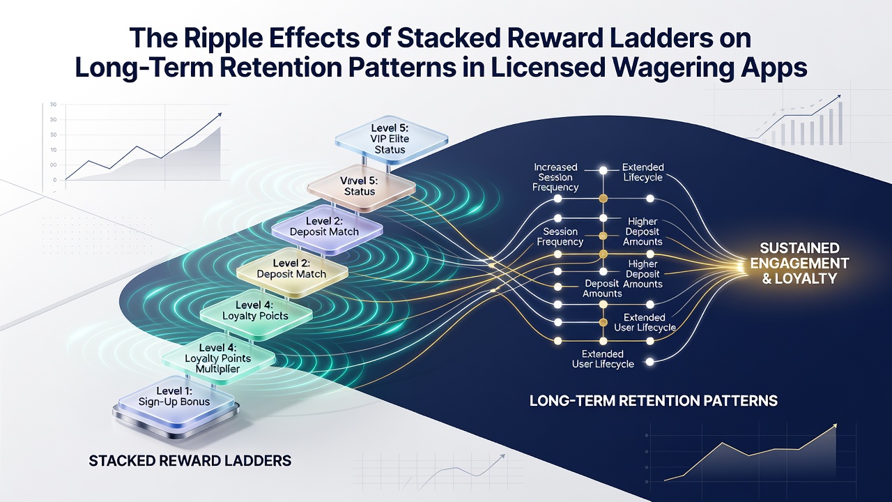 Data visualization comparing retention curves for different reward tier levels over a 12-month period in wagering apps
