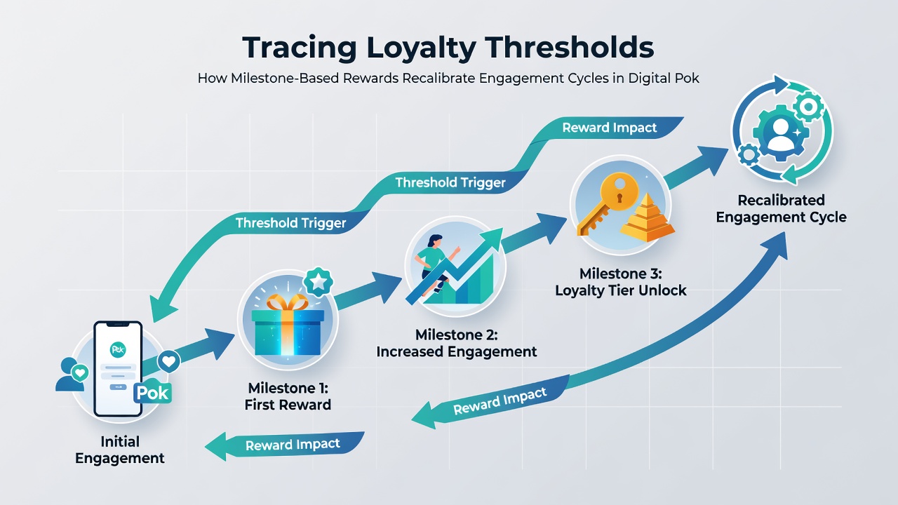 Analytics dashboard displaying player engagement cycles and loyalty milestone completion rates in a poker room